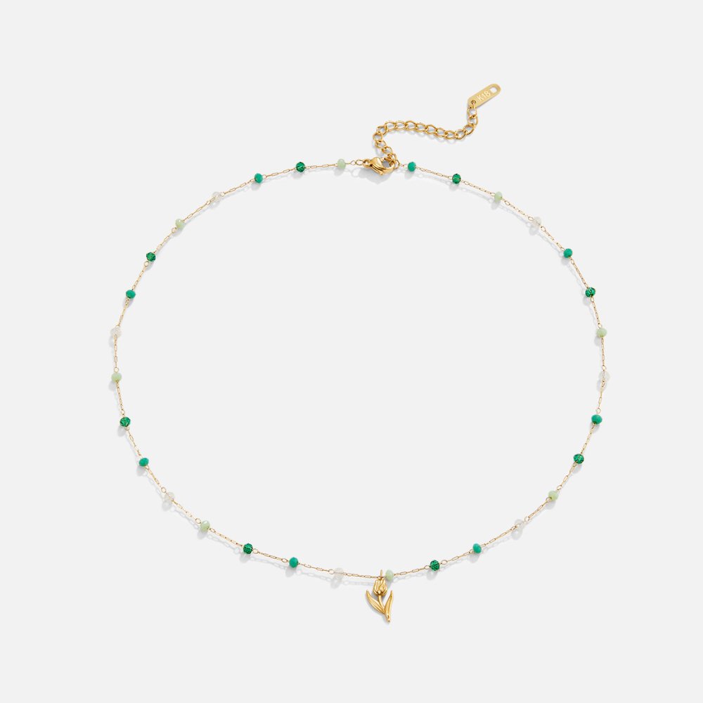 Collana di perle di tulipani dorati