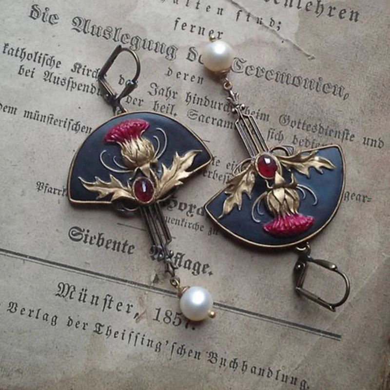 Vintage Rote Perlen Ohrringe