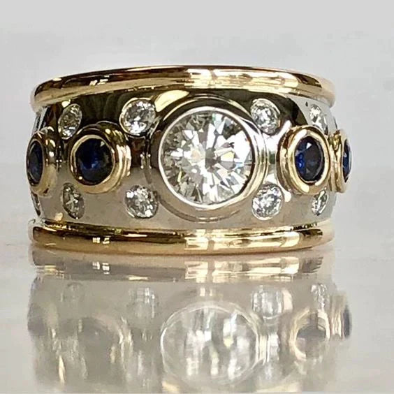 Vintage Goldene Einlage Zirkonia Ring