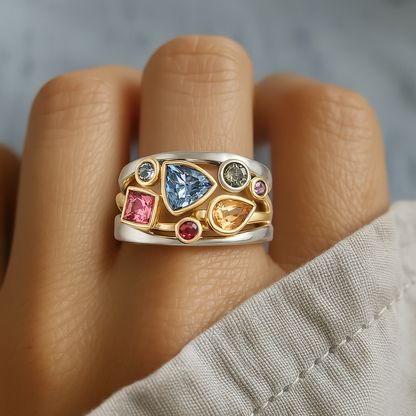 Vintage Bunter Zirkonia Ring