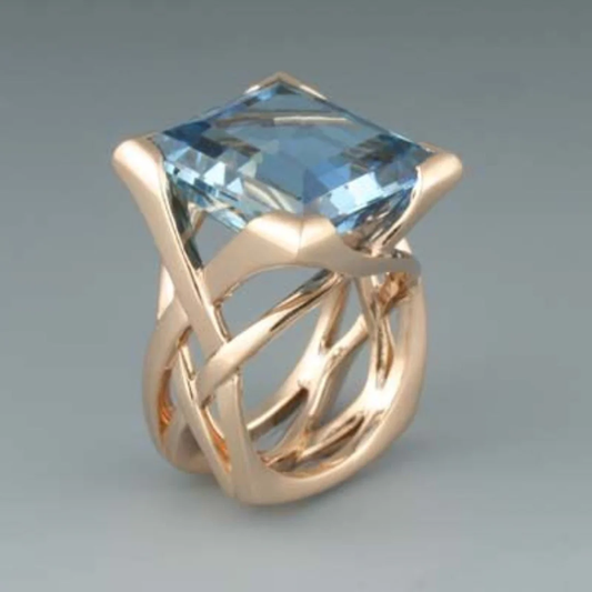 Vintage Gold Blau Zirkonia Ring