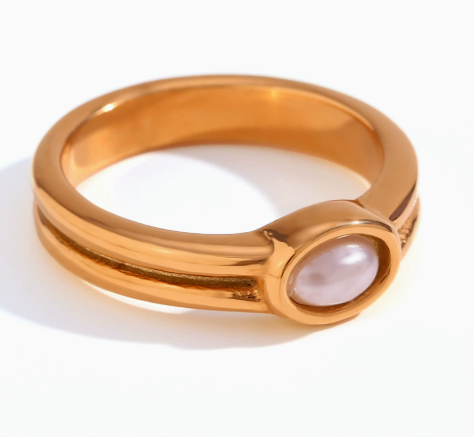 Goldene Stapelringe mit Perle, Lapislazuli, Türkis