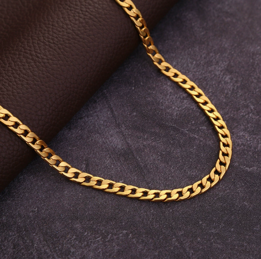 Vintage Flachglied Gold Curb Chain Halskette
