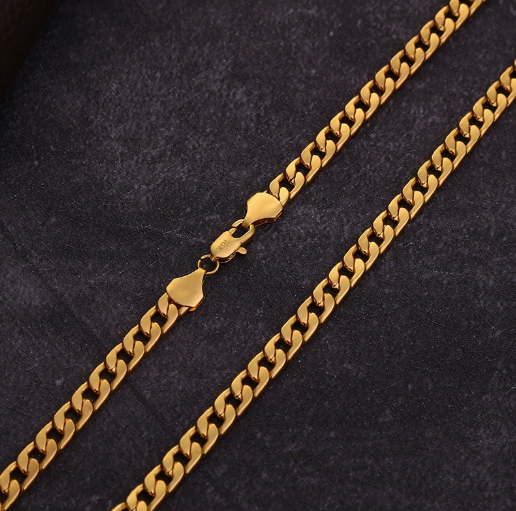 Vintage Flachglied Gold Curb Chain Halskette