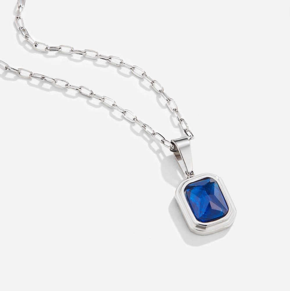 pendentif bleu océan, collier en argent