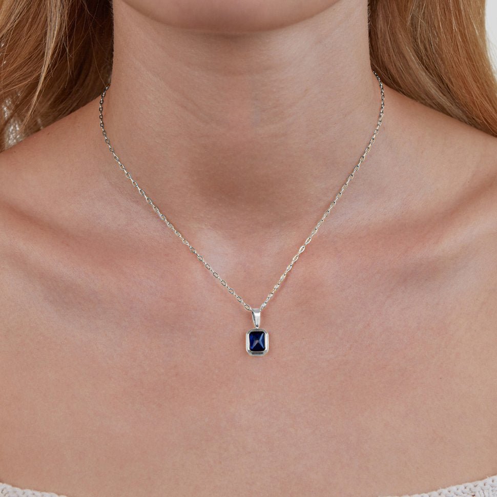 pendentif bleu océan, collier en argent