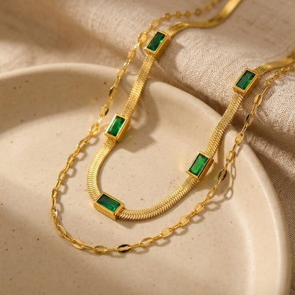 Sorella Gem Doppel-Layer Retro Gold Halskette