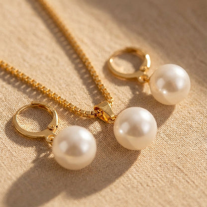 Elegantes Golden Grace Perlen-Schmuckset