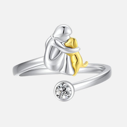 925 Sterling Silber Hundering mit Zirkonia – Verstellbar & Handgefertigt