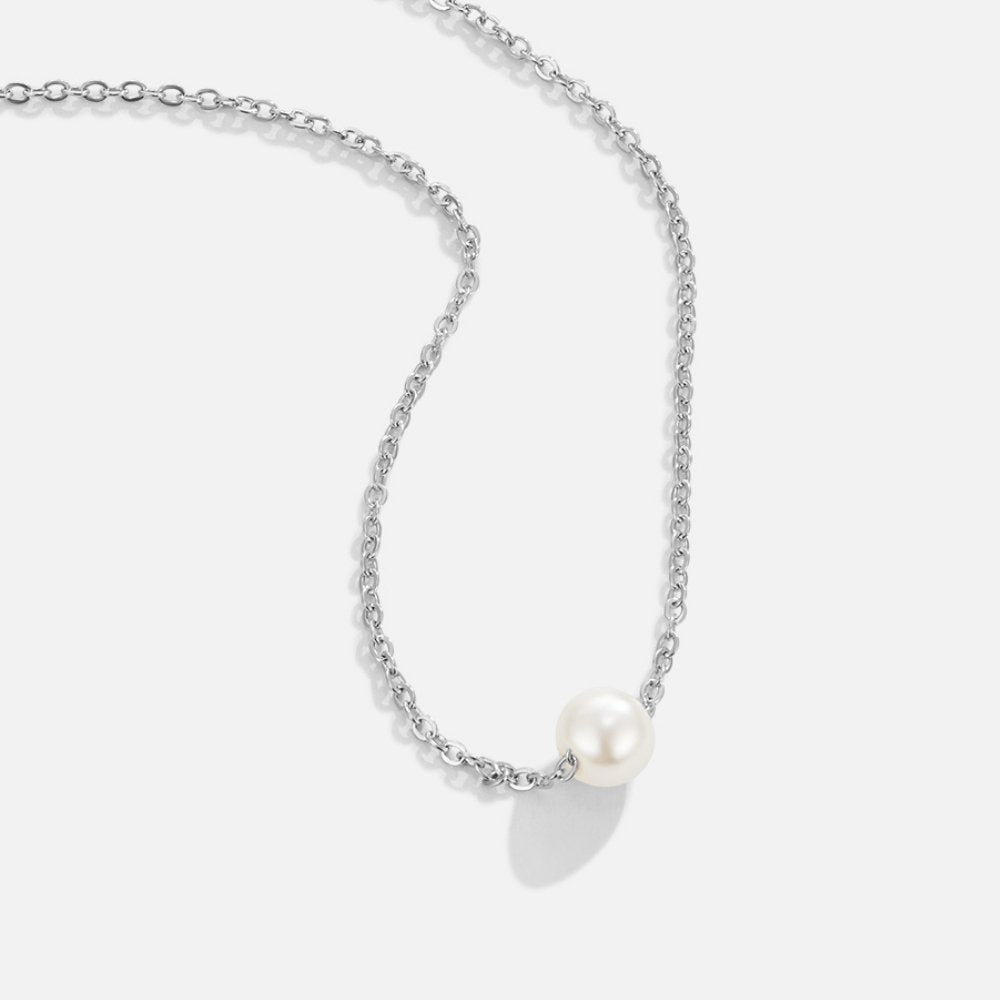 Collier solitaire en perles d'argent